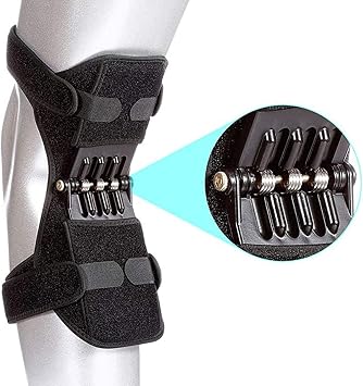 Power Knee Stabilizer Black 2-Pack Breathable Knee Booster Brace with 3 Springs Men/Women for Climbing Stairs, Mountaineering, Sports, Farm Work,Black