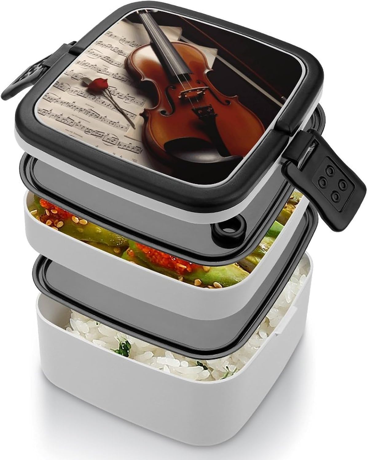 Violin Sheet Music Bento Lunch Box for Adults 2 Layers image 4