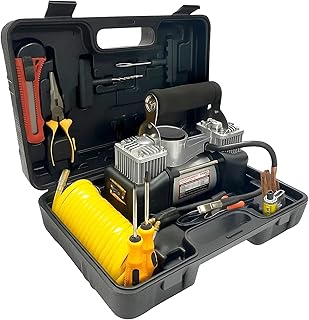 ROADPOWER Portable Double Cylinder Air Compressor,RP-AC628 (Silver-Blue) (With Tools)