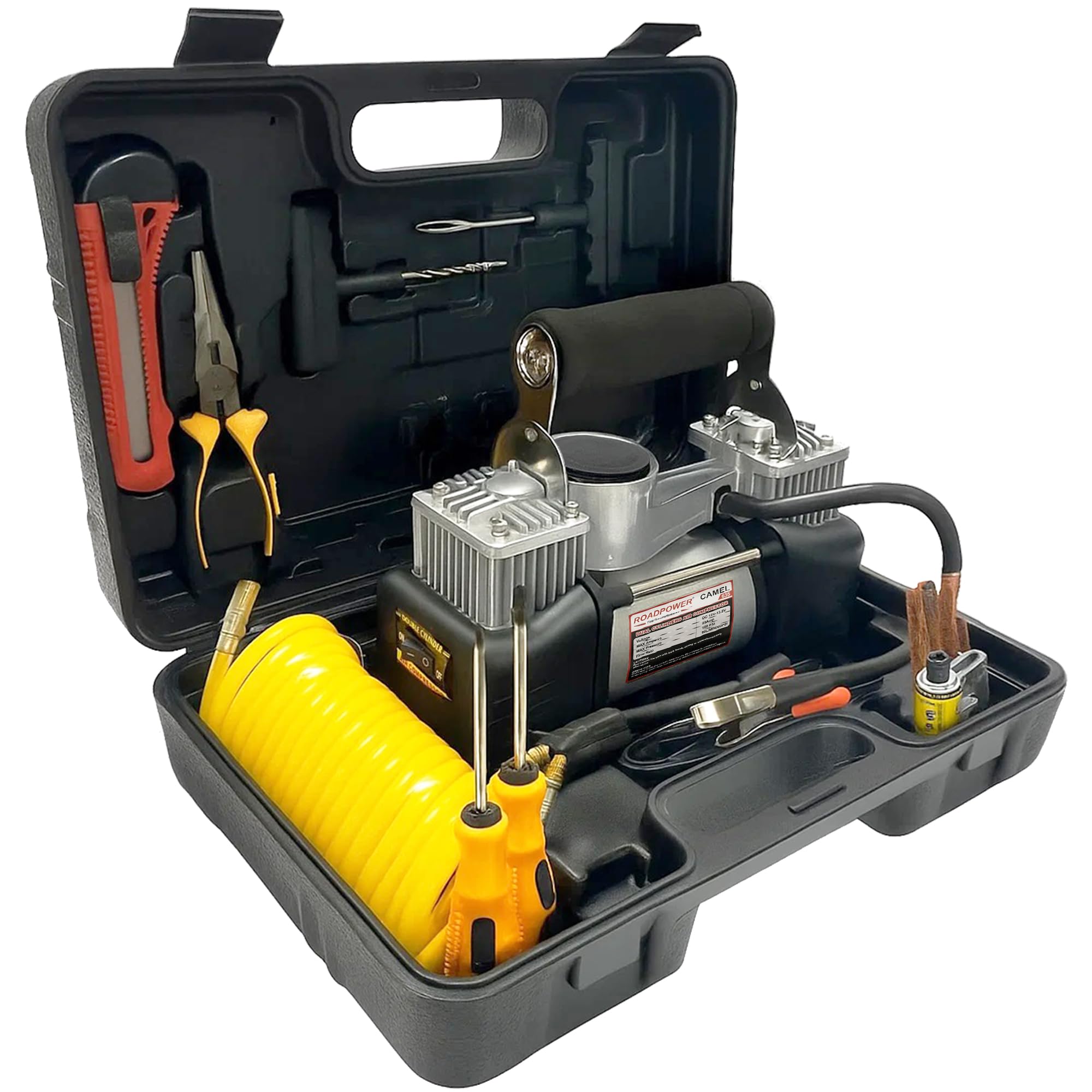 Portable Double Cylinder Air Compressor,RP-AC628 (Silver-Blue) (With Tools)