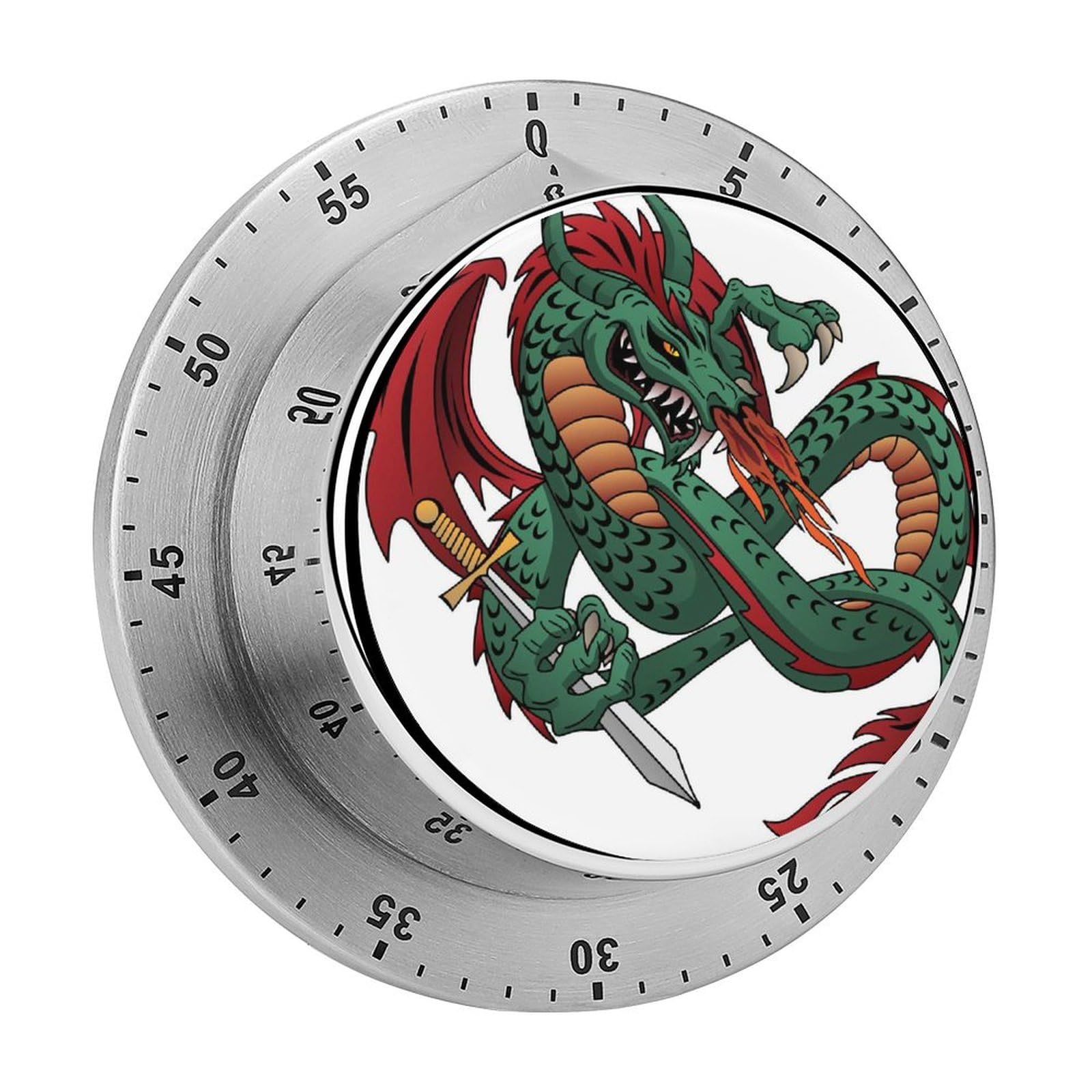 Minuterie magnétique dragon vert avec compte à rebours précis de 8cm
