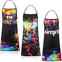 3-Pack Adjustable Artist Aprons with 2 Pockets - Colorful Polyester Painting Smocks for Adults, Teachers, Students & Painters
