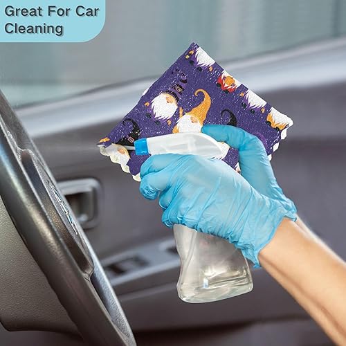 Miniatura 7 de Halloween Gnomes Purple Set of 6 Absorbent Kitchen Towels and Dishcloths Sets Microfiber Print Cotton Dish Tea Towels for Bathroom Table