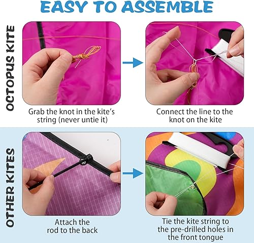 Miniatura 7 de Dragon Octopus Shark Devil Fish Bat Swallow Fish - Cometas de pescado a granel, paquete de 6, verde, grande, fácil de volar, línea de 328 pies, para