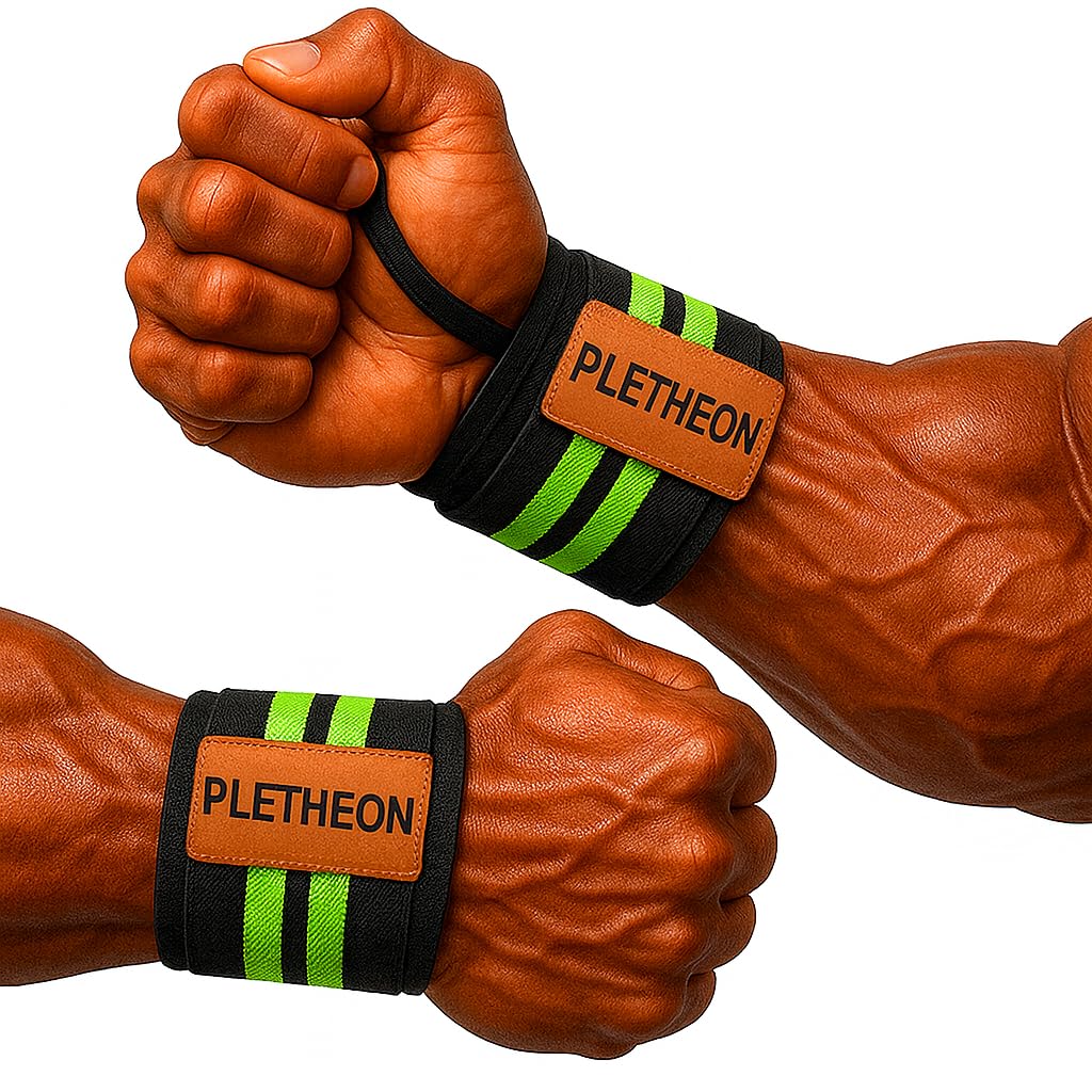 PLETHEON Wrist Support Band for Gym, Workout & Weightlifting | Adjustable Wrist Strap for Men & Women | Pain Relief & Wrist Stability for Fitness & Sports (Green)