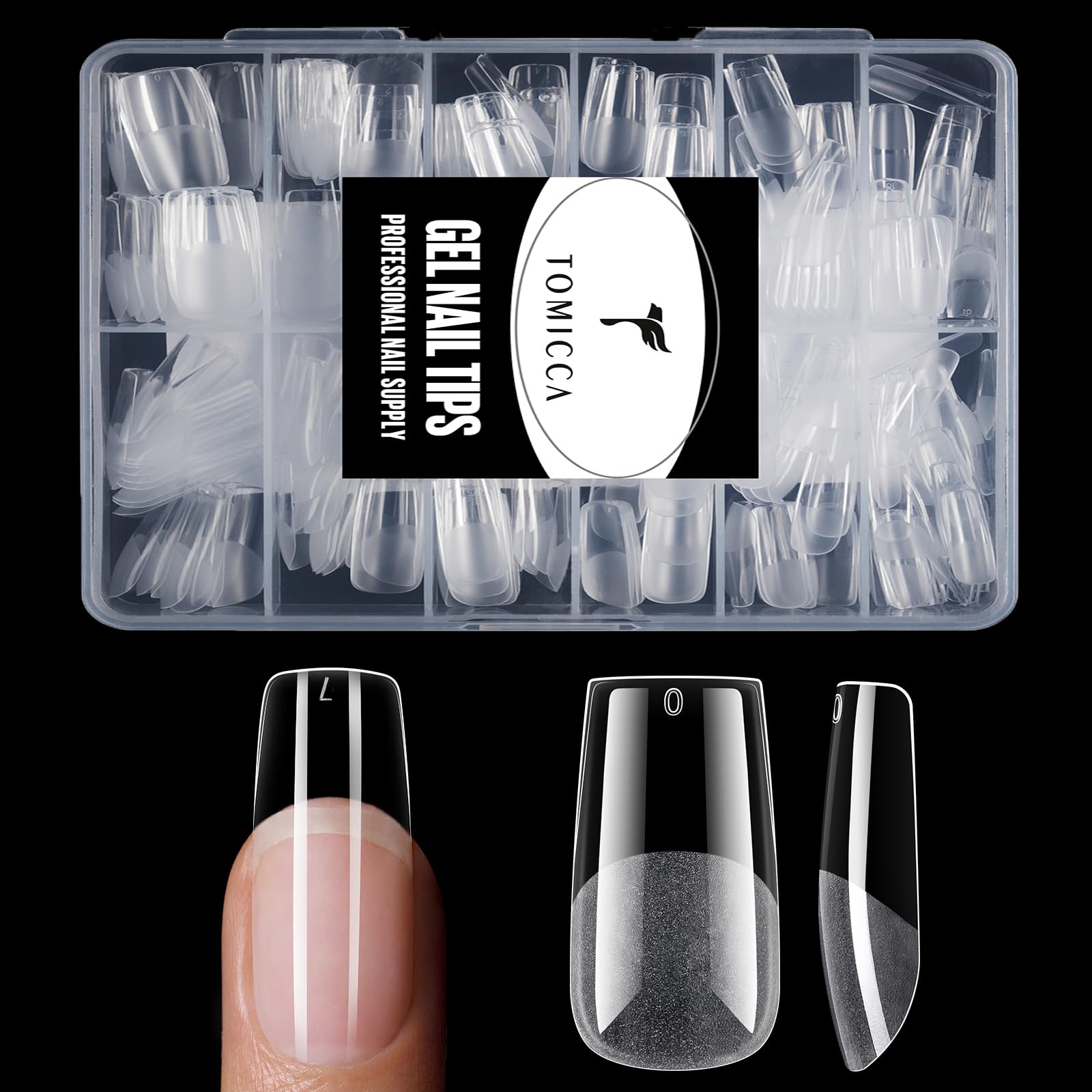 TOMICCA Medium Square Nail Tips, 240PCS Half Matte Press on Gel Nail Tips