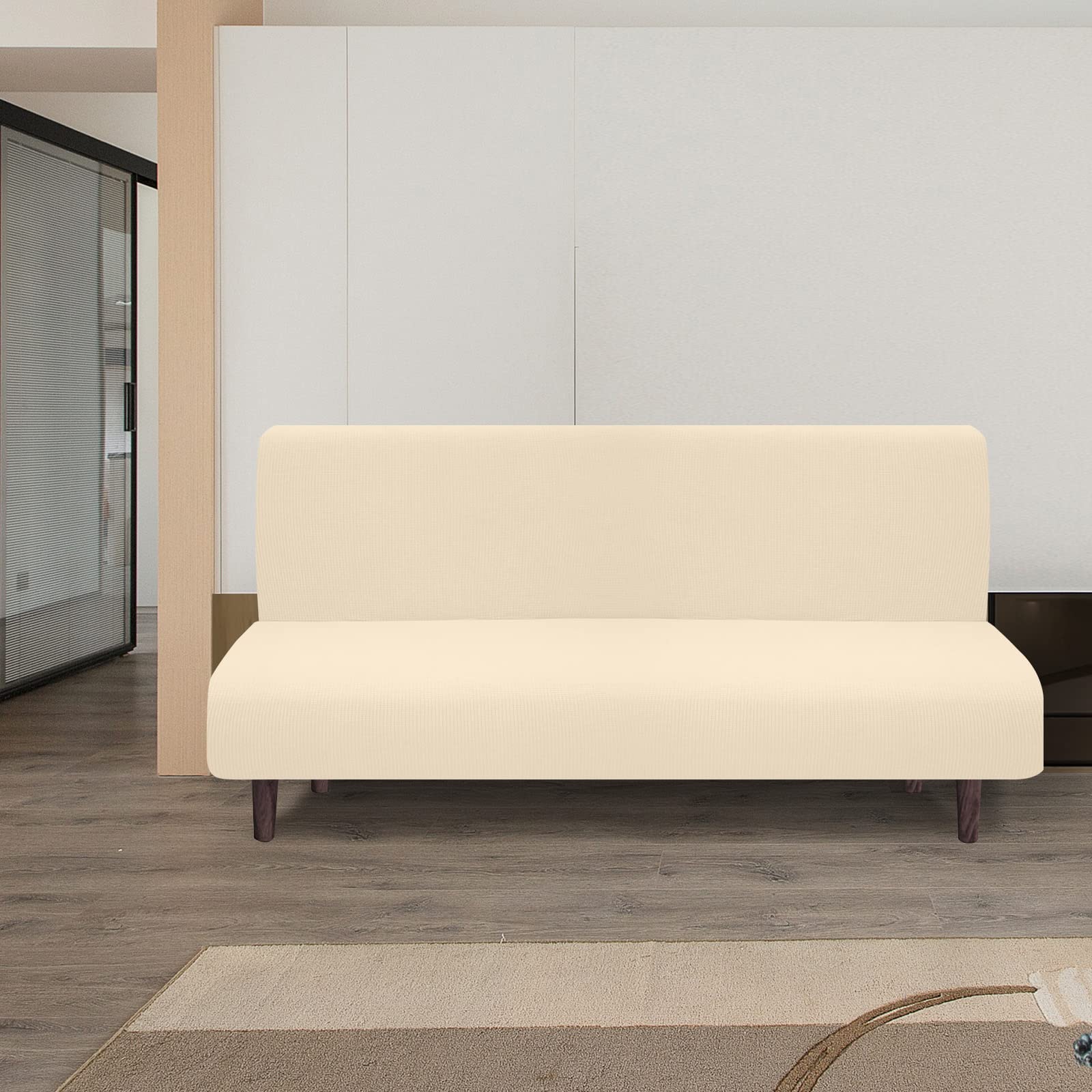 Granbest Housse de futon imperméable sans bras - Haute élasticité - Protection futon pour canapé-lit pliable - Antidérapante - Sans accoudoirs - Chocolat