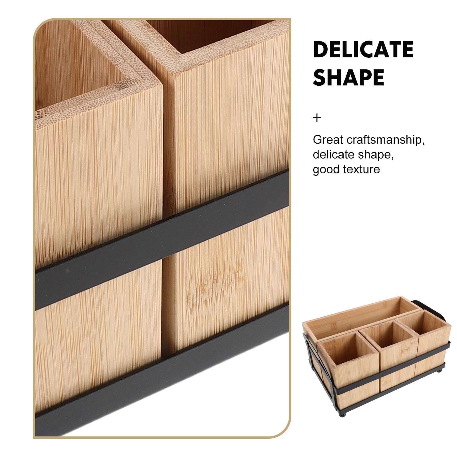Toyvian Boîte de Rangement Bois pour Couverts et Ustensiles de Cuisine Support pour Couteaux Fourchettes et Baguettes Organisation Pratique pour Cuisine