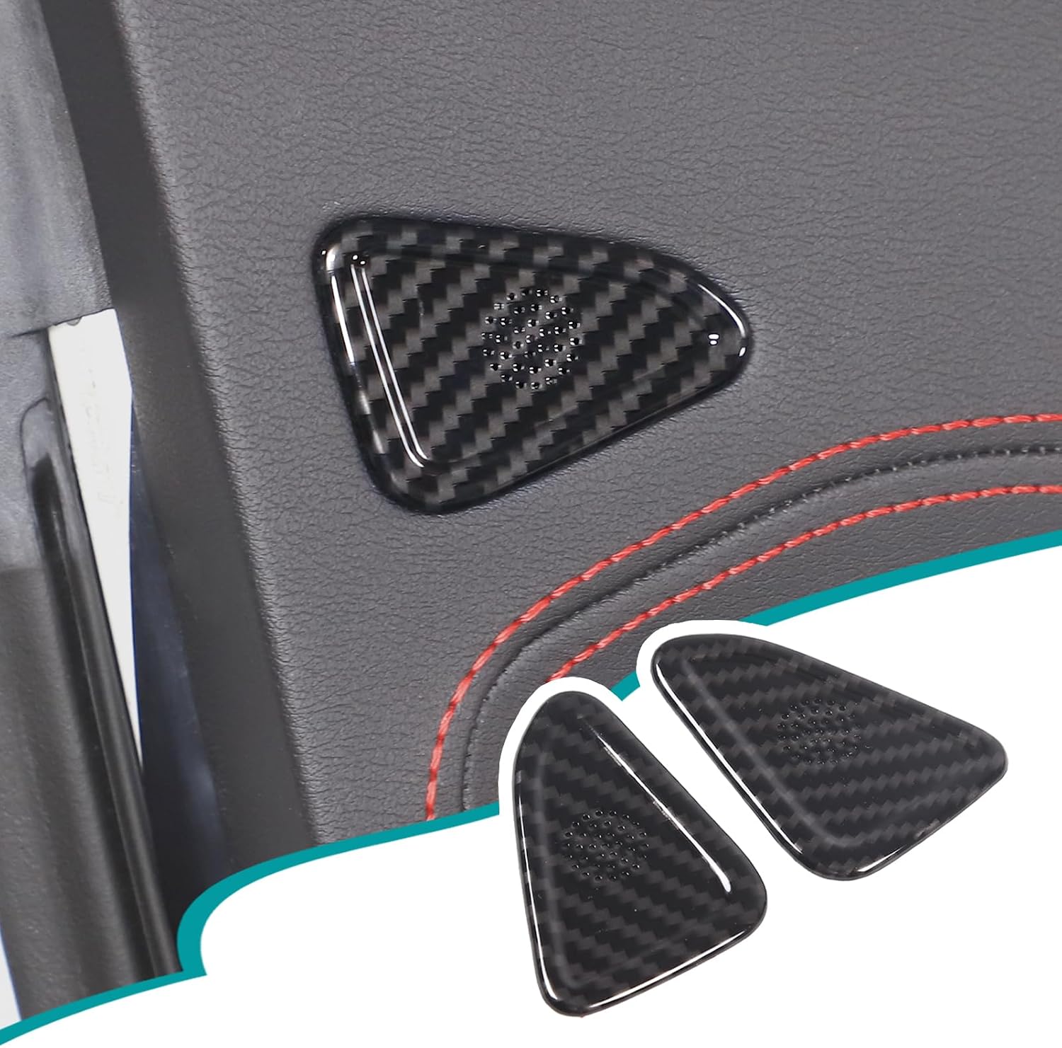 Car Door Audio Speaker Sticker Compatible with Corvette C8 2020-2023 Door Speaker Horn Decoration Frame Cover Trim Interior Protection Accessories (ABS，Carbon Fiber Pattern)
