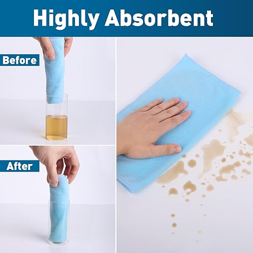 Miniatura 3 de Paquete de 150 paños de limpieza de microfibra, reutilizables, sin pelusas, toallas de limpieza absorbentes para cocina, ventana, piso, automóvil,