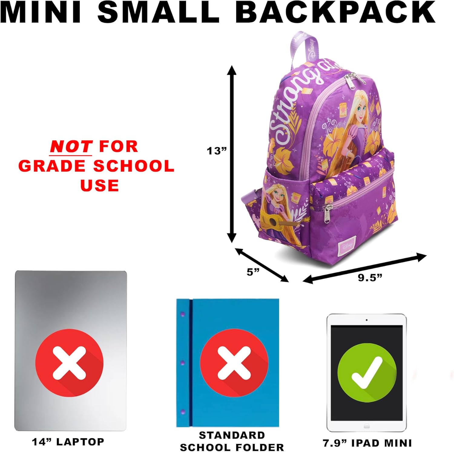 Disney Tangled Rapunzel Strong at Heart 13" Deluxe Nylon Mini Backpack - Image 2