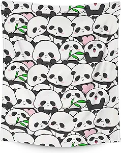 Mercuryelf Panda Throw Blanket - Soft, Fuzzy & Warm - 50x60 Inches Flannel Blankets for Living Room, Sofa - White Funny Throws Gift for Teens