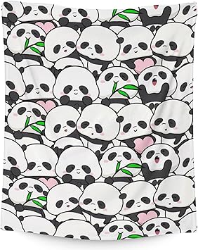 Mercuryelf Panda Throw Blanket - Soft, Fuzzy & Warm - 50x60 Inches Flannel Blankets for Living Room, Sofa - White Funny Throws Gift for Teens