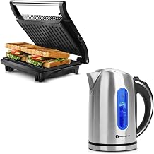 Aigostar 2 Slice Panini Press and 1.7L Electric Stainless Steel Kettle Bundle