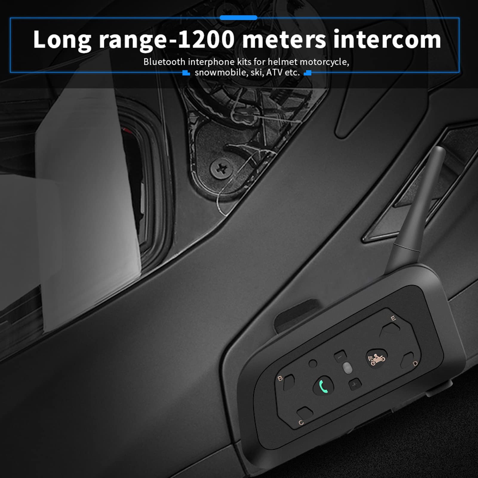 Tbest V6 Pro Intercomunicador Bluetooth para Motocicleta Interfono para 6 Conductores Comunicación Alcance de 800 Metros Bluetooth 5.1 para Casco con Tiempo de Conversación de 29 Horas (Bolsas dobles)