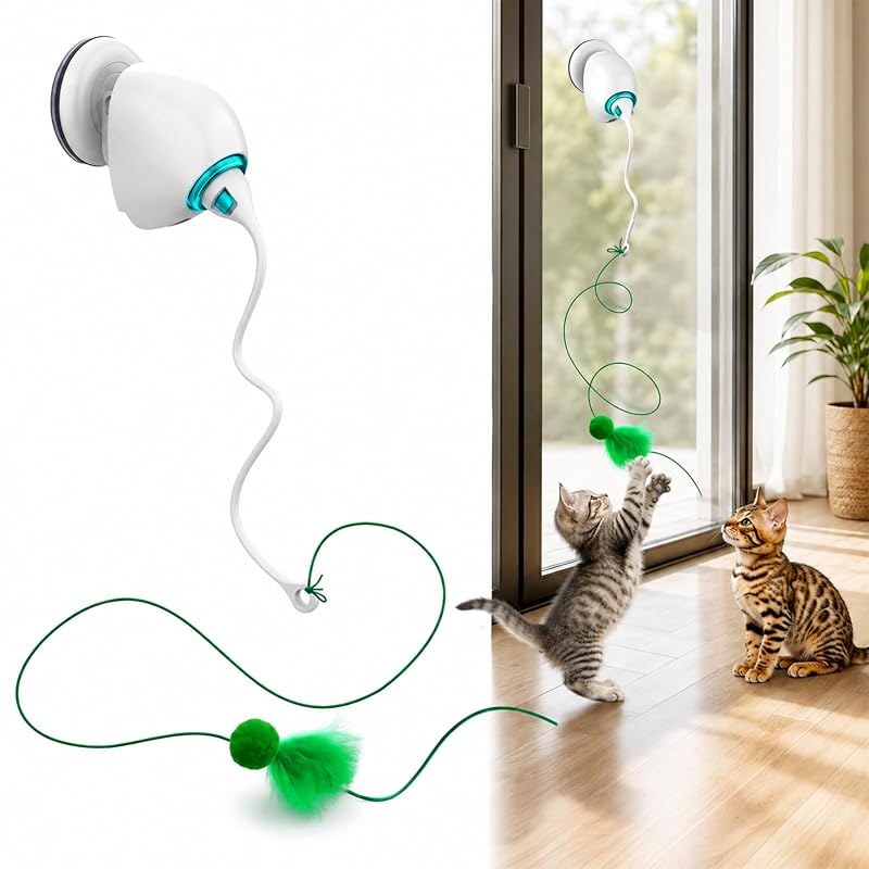 Brinquedo interativo automático para gatos com penas e modos de brincadeira Petsaduaa P34, Verde