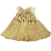 100Pcs 5 Inch Handmade Silky Tassels for Jewelry, BookmarksLight Gold | Soft Silky Floss Tassels with Loops, Used for DIY Crafts, Bookmarks and Souvenir Making