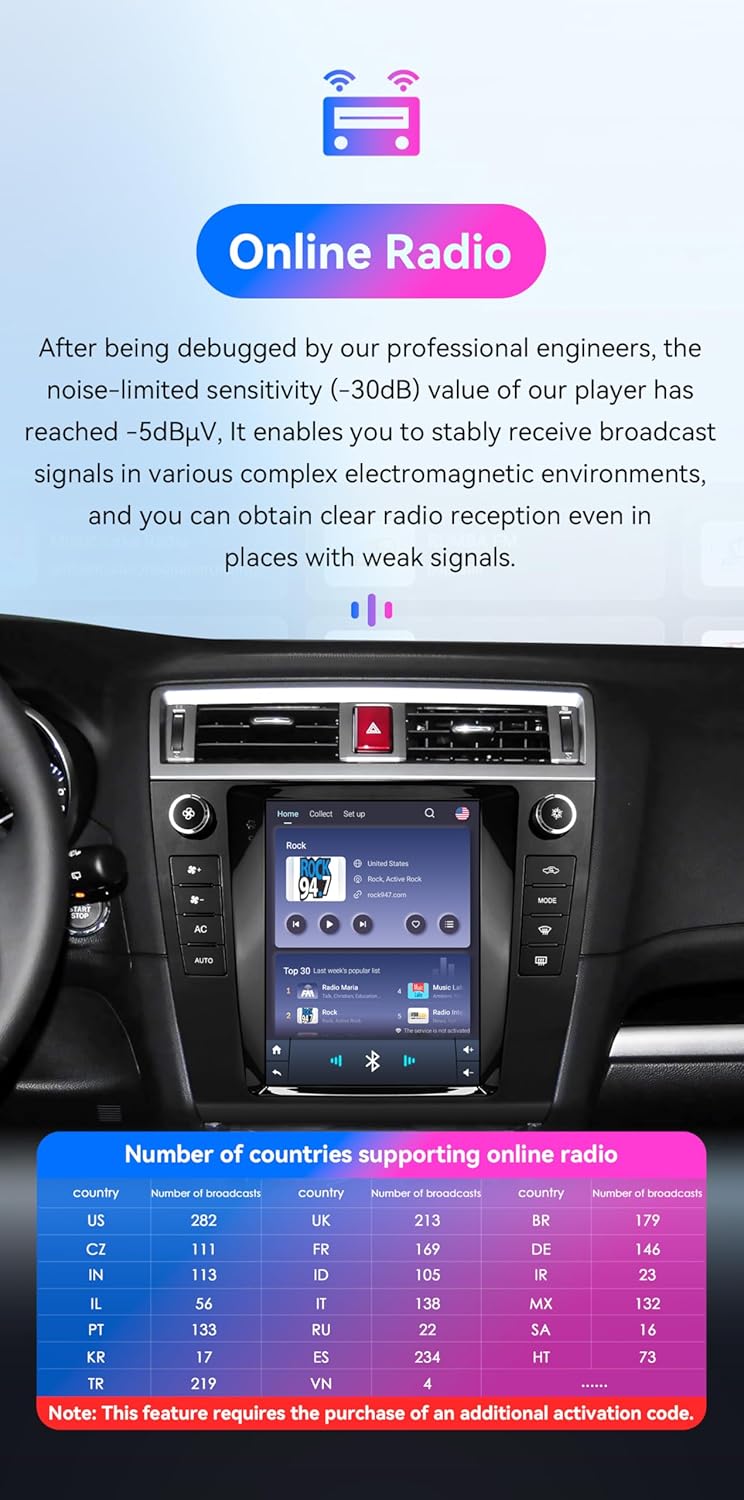 Android 14 Car Stereo for Subaru Legacy Outback (2015-2019), 8 Core 4G+64G GPS Navigation with 9.7 inch QLED Touchscreen via Carplay |Android Auto EQ SWC Bluetooth5.4 WiFi TPMS OBD2