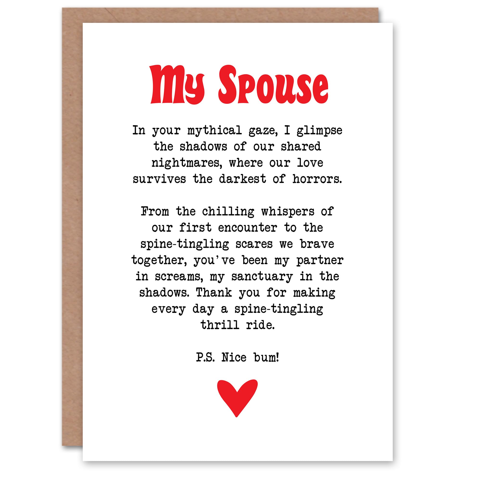 Artery8 Greeting Card Love Poem Horror Fan Spouse Romantic Poetry Fun Blank For Him Or Her Art Anniversary Card