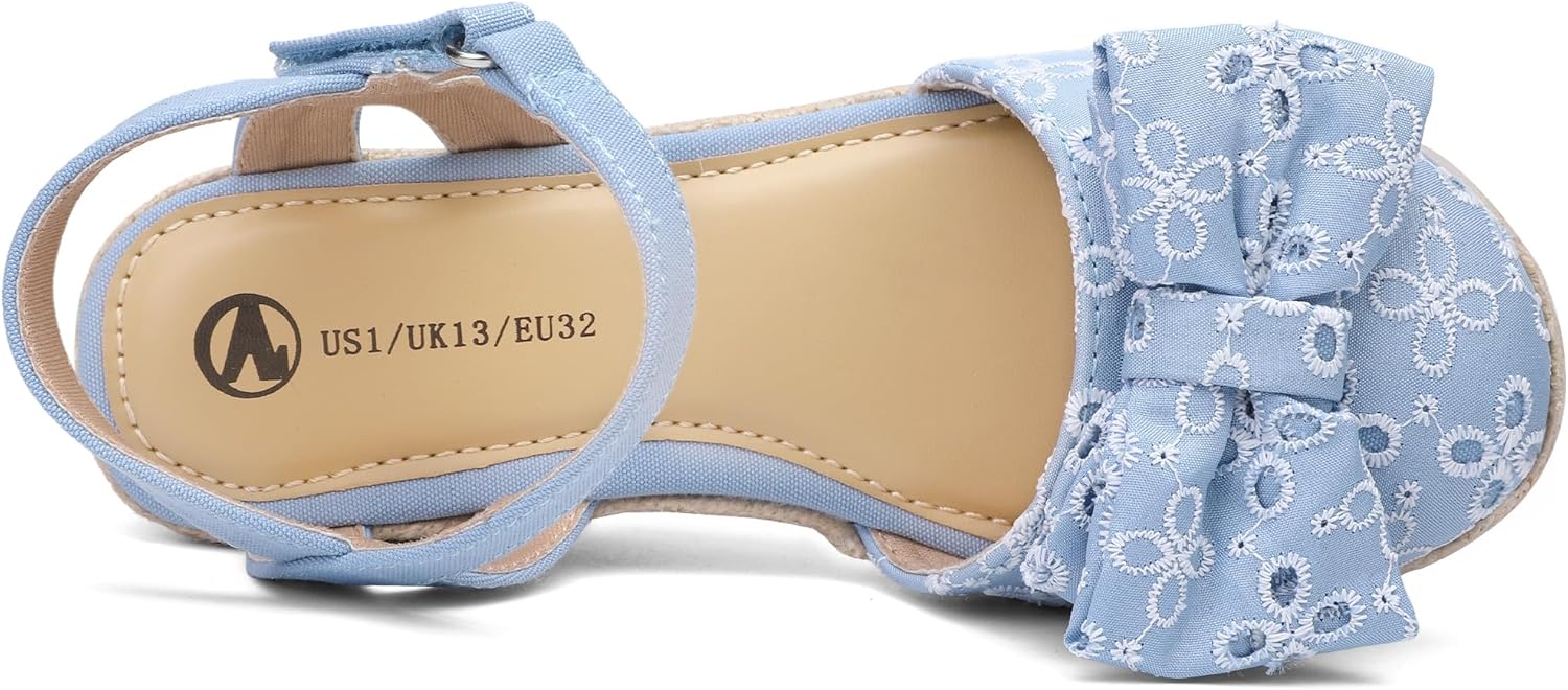 Girls Sandals Close Toe Wedge Espadrille for Little Big Kids in Wedding Party Platform Dress Shoes