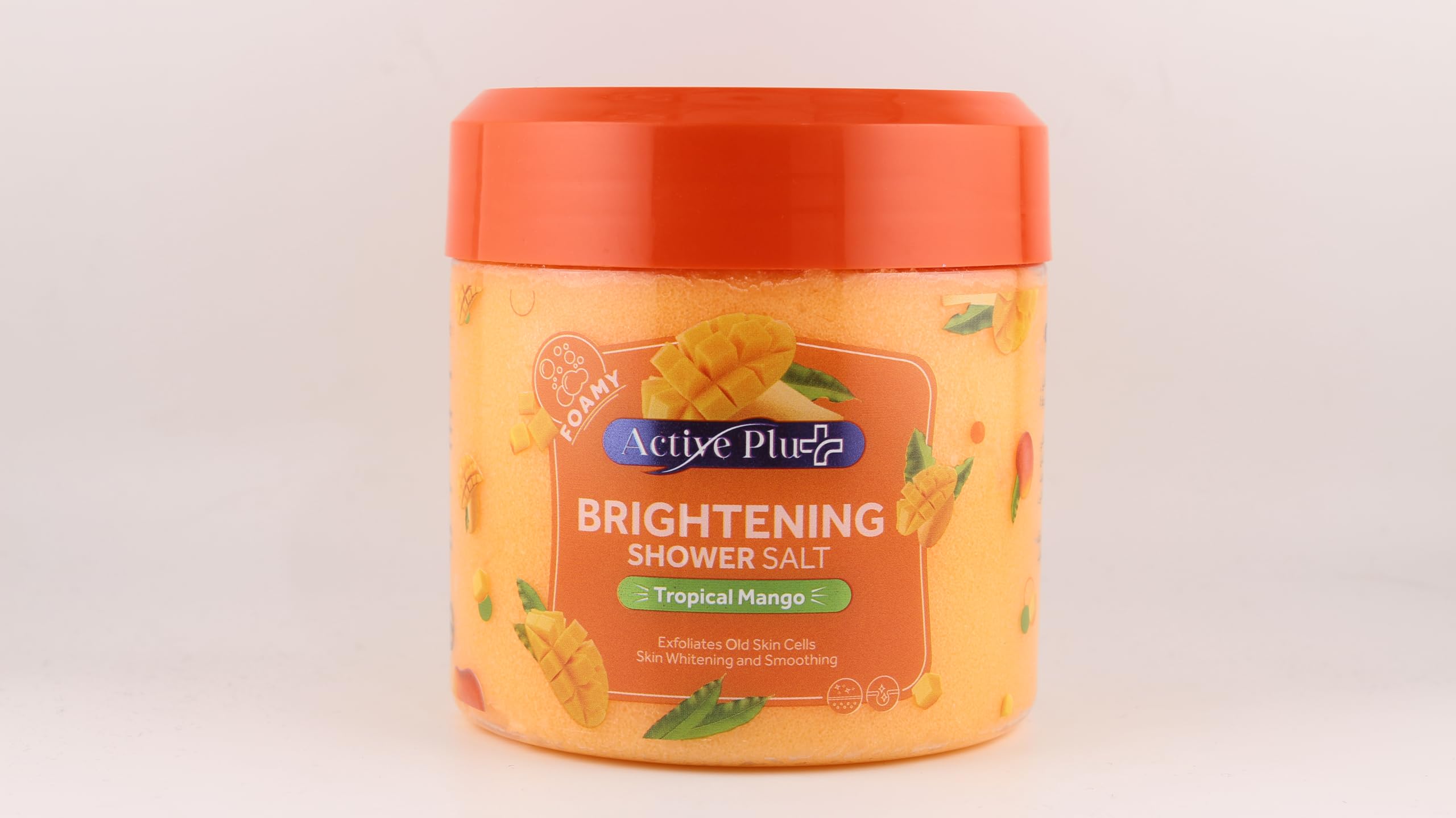 ACTIVE PLU+ BRIGHTENING Shower Salt, Bath Salts for Relaxing Aromatherapy EXFLOLIATES OLD SKIN CELLS, SKIN WHITENING AND SMOOTHING, FOMAY (MANGO) 600 ML