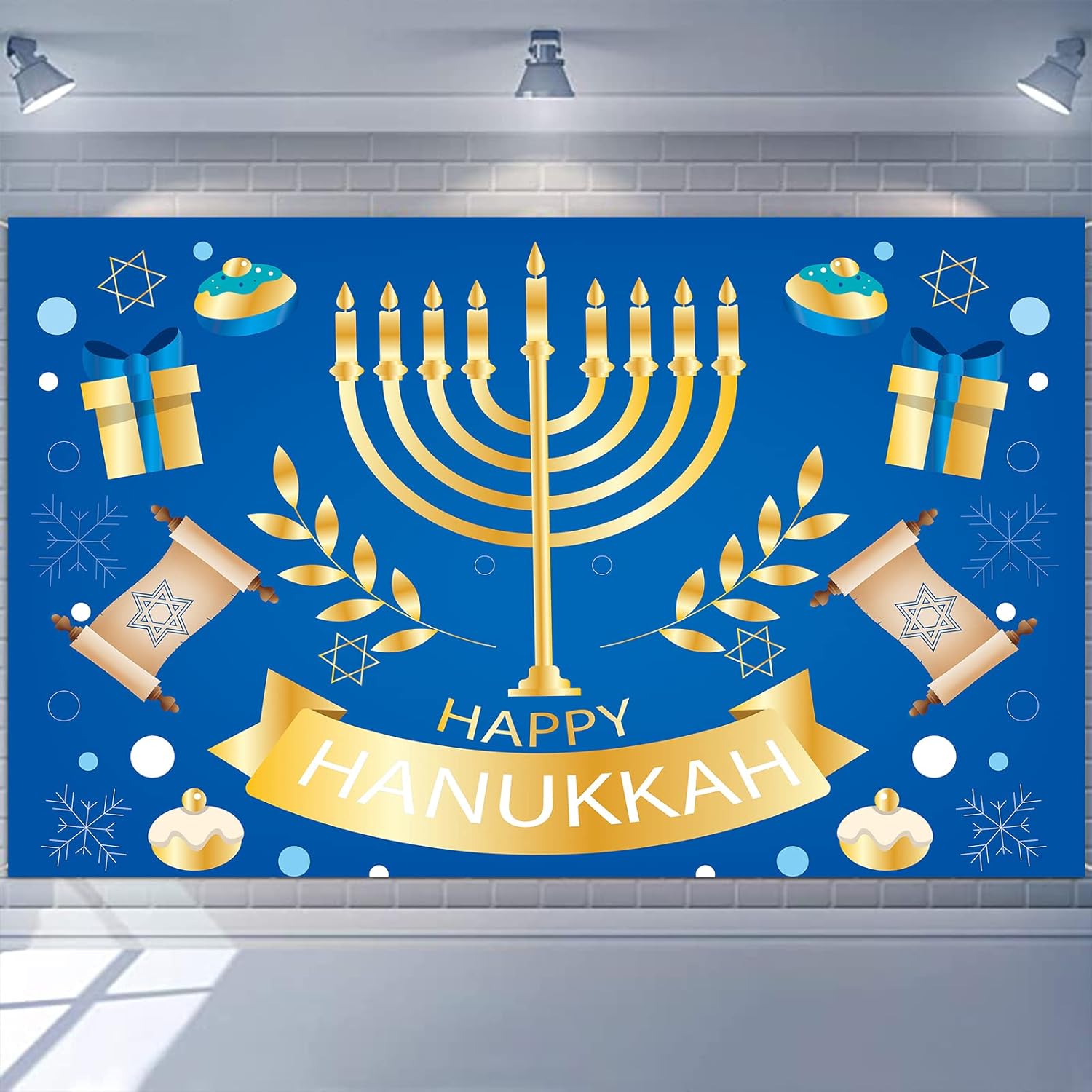 Large Happy Hanukkah Banner Decor, 71 x 45inches Hanukkah