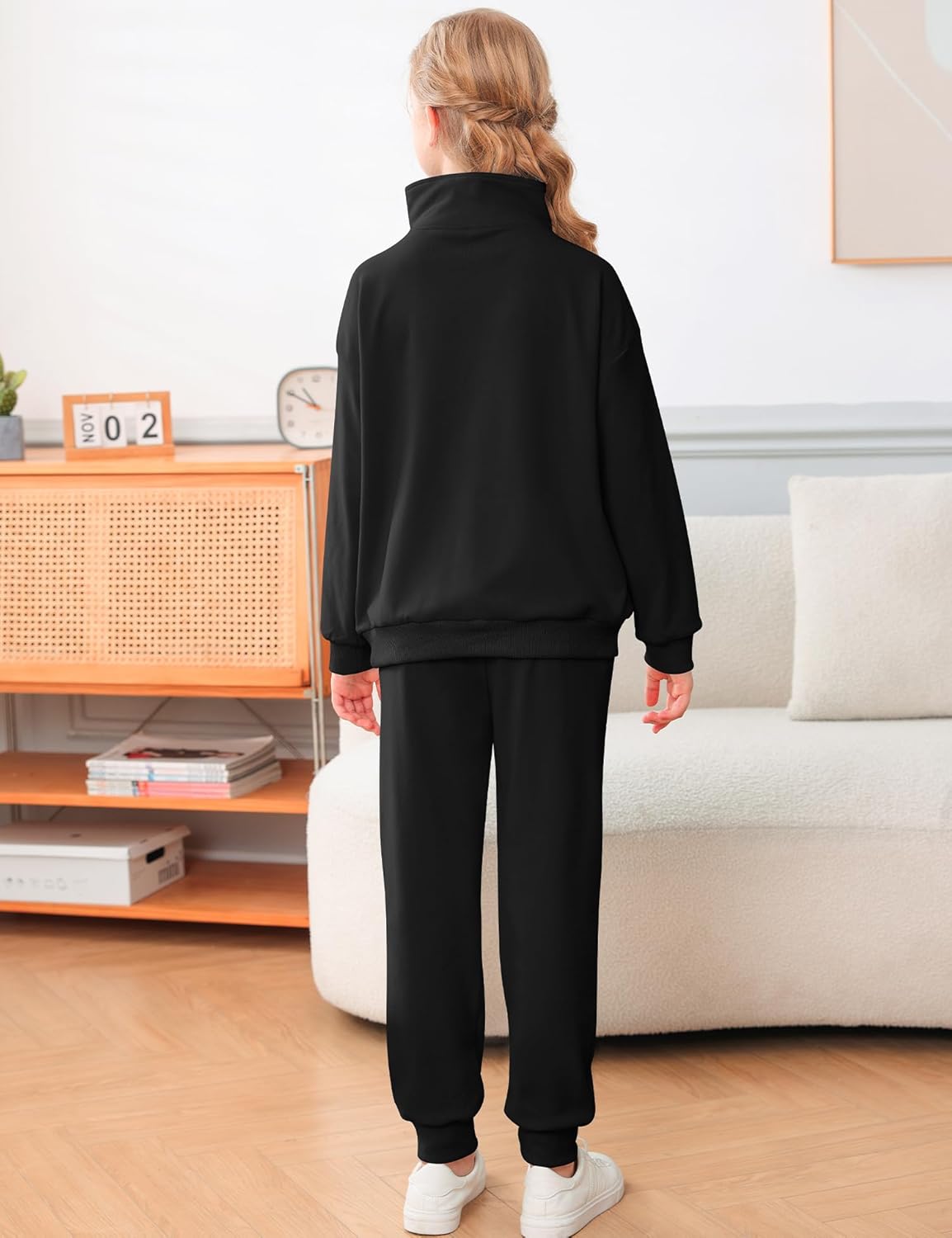 LecGee Girls Quarter zip Sweatsuit Kids Pants Sets Turtleneck Fleece Clothing Set Fall 2 Piece Outfits for Teen Girl - Image 7