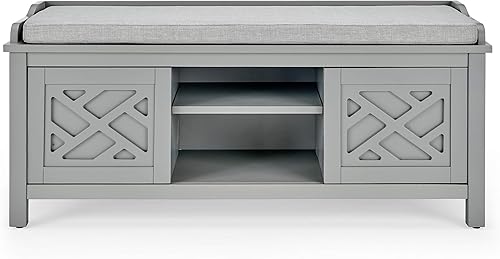 Miniatura 4 de Alaterre Furniture Coventry - Banco de almacenamiento de madera con cojín, 45 pulgadas de ancho, color gris
