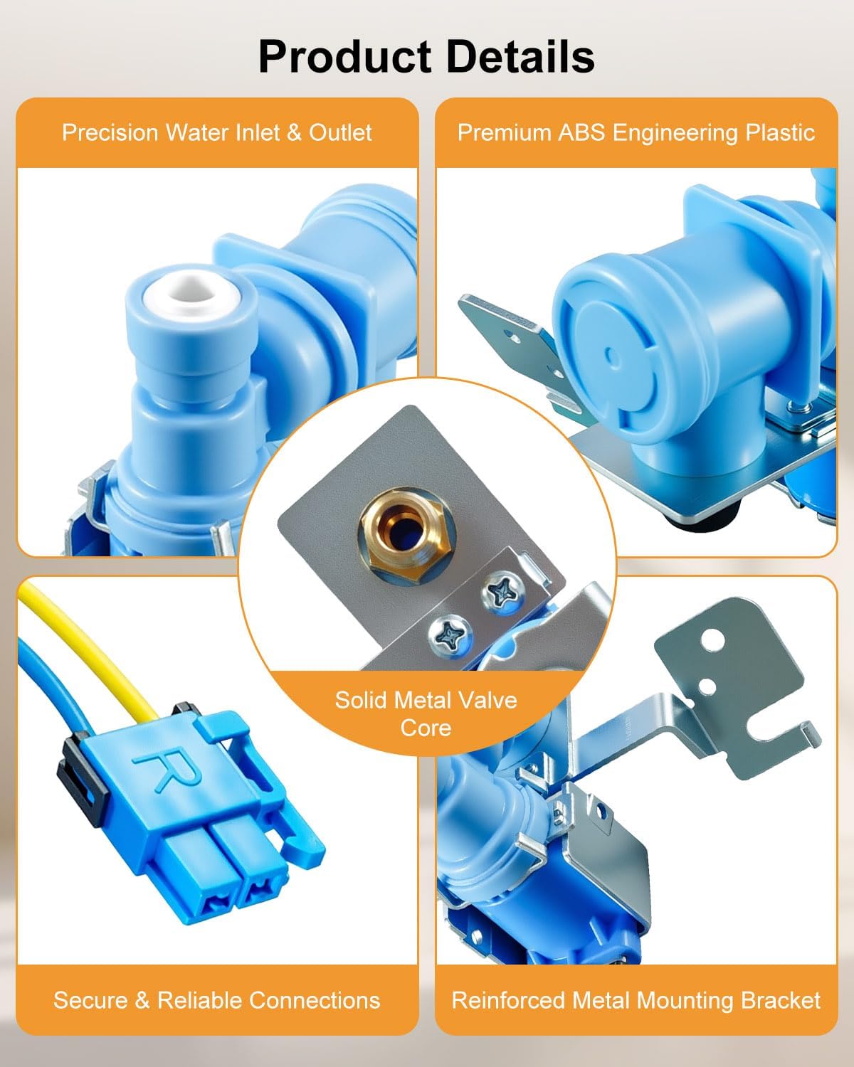 5220JB2010A Refrigerator Water Inlet Valve Compatible with LG Sears Kenmore Refrigerators, Fridge Water valve Replace 5220JB2010W 134505 AP4444451 AH3527440