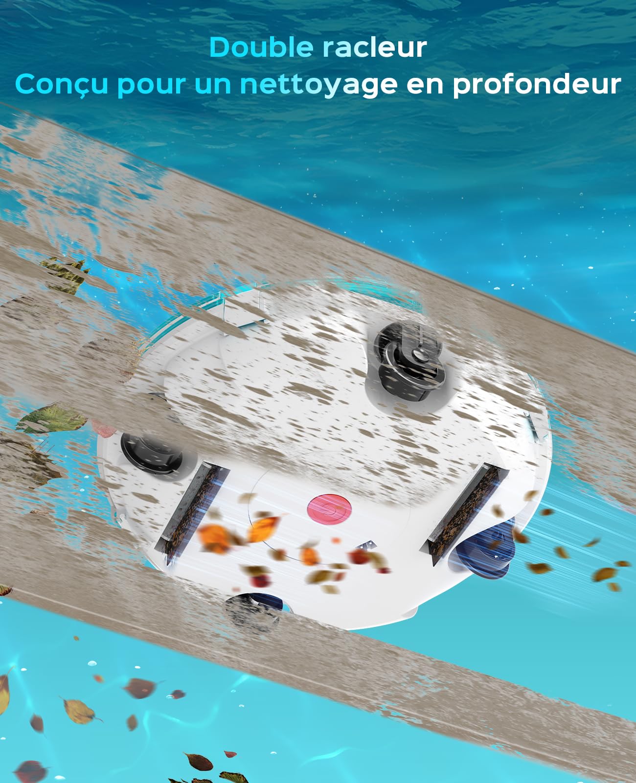 WINNY POOL CLEANER Winny 200 Robot Piscine, Aspirateur Piscine sans Fil avec Batterie, Autonomie 80 Min pour Piscines Hors-Sol 60m², Double Filtration,Stationnement Automatique(Bleu Marine-Blanc)