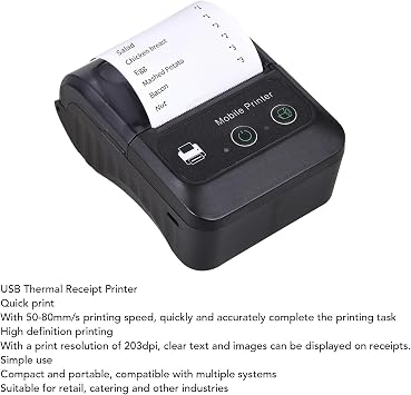 Jectse Bluetooth Thermal Receipt Printer, 58mm POS Printer, 50 to 80mm S Print Speed Thermal with USB Serial Ethernet, for Android, for Wins Systems