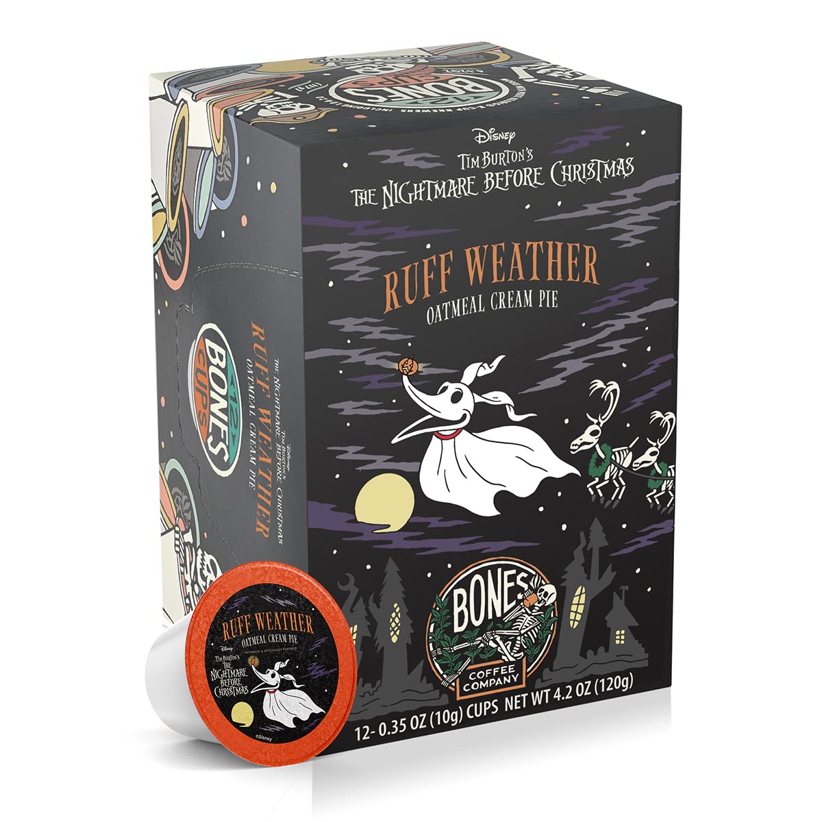 Bones Coffee Company Ruff Weather, Oatmeal Creampie Flavored Coffee Pods, Low Acid Medium Roast Single-Serve Bones Cups for K-Cups Brewers Coffee