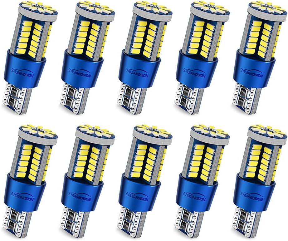 Ruiandsion 10pcs T10 w5w 194 168 LED Bulbs Canbus 9-30V 4014 57SMD White LED Bulbs for Interior Courtesy Door License Plate Lights