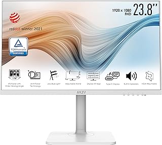 MSI Modern MD241PW 23.8' Monitor, Adjustable, FHD (1920 x 1080), 75Hz, IPS, 5ms, HDMI, USB Type-C, Built-in Speakers, Anti-Glare, Anti-Flicker, Less Blue light, TÜV Certified, VESA