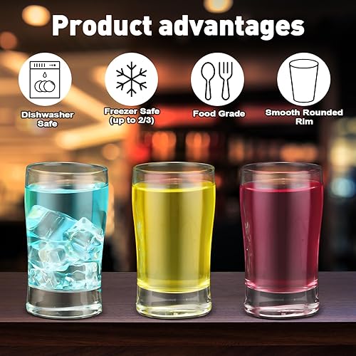 Miniatura 3 de Bokon 12 vasos de cerveza, vasos pequeños de jugo, vasos de té helado, vasos de base pesada, vasos de vidrio transparente a granel para agua