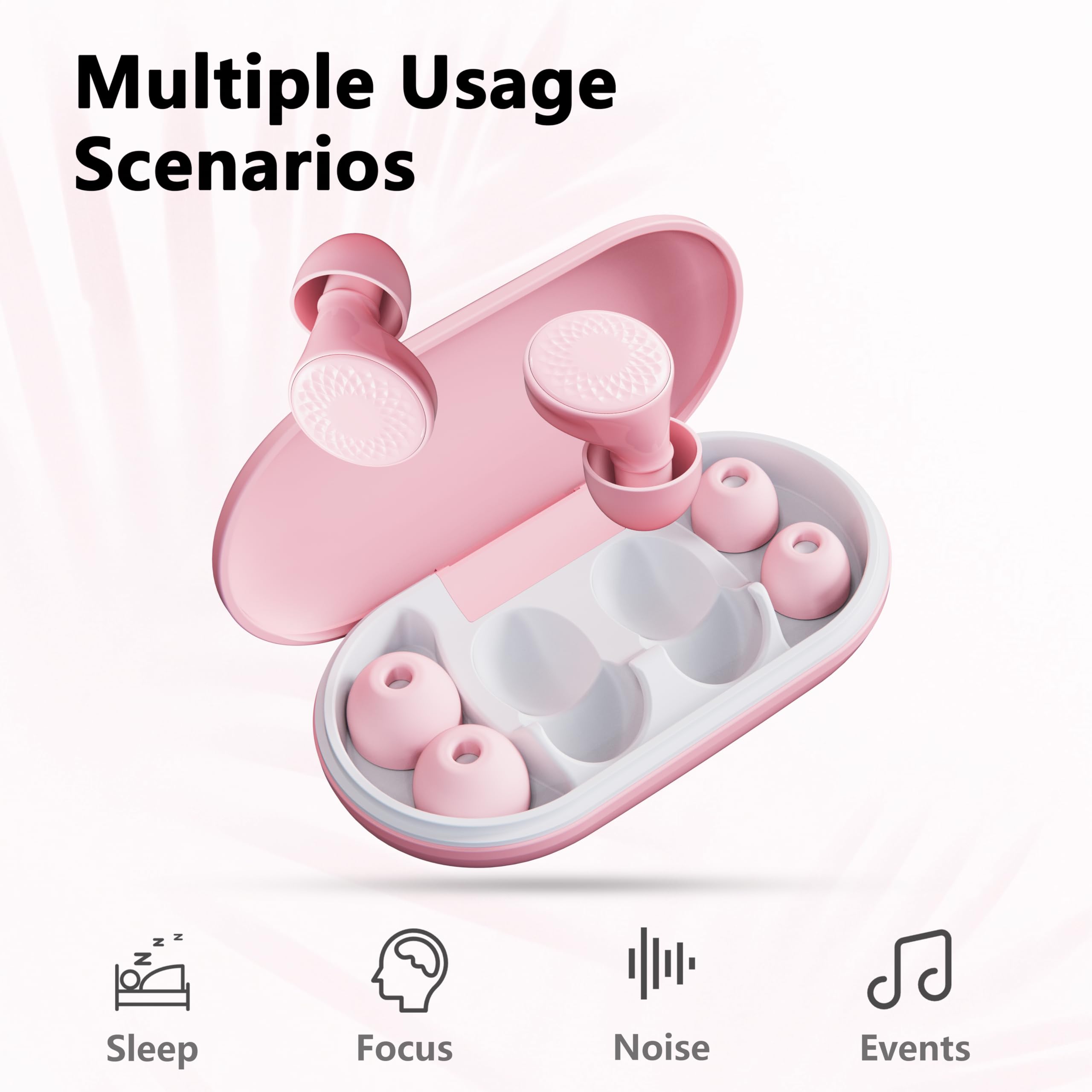 Tapones para los oídos para dormir con cancelación de ruido, 45 dB para reducción de ruido, tapones para los oídos para dormir, conciertos, disparos, protección auditiva de silicona con 8 almohadillas