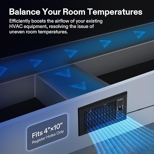Miniatura 10 de VIVOSUN Quiet Register Booster Fan de 4 x 10 pulgadas, ventilación de registro inteligente con control de termostato inteligente, ventilador de