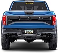 Vista 4 de iPick Image Hecho para Ford F-150 Raptor en letras 3D gris oscuro sobre marco de matrícula de metal negro