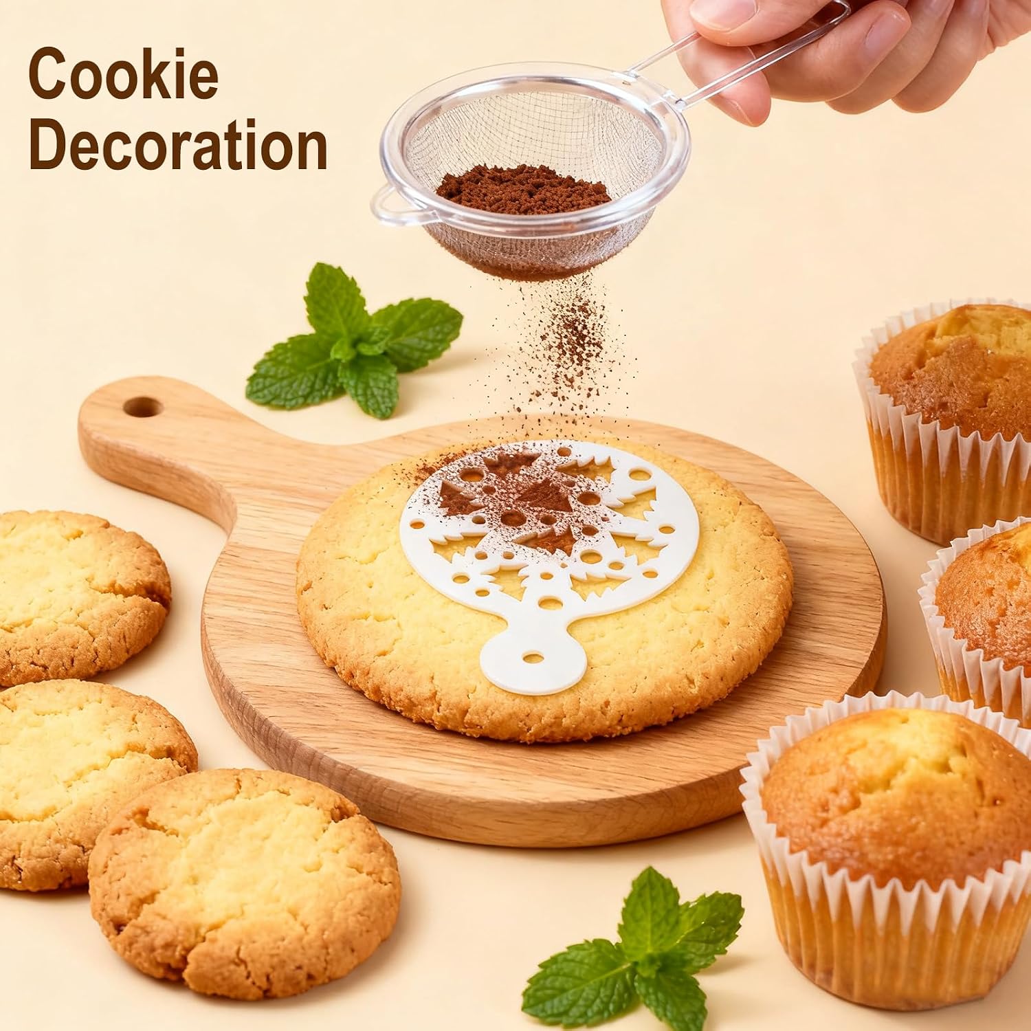 16 Piece Christmas Sprinkle Stencils for Latte Art, Cookie Icing & Cupcake Decorating - Holiday Cake Baking & Coffee Stencils, 3x4.1 Inches, Reusable for Home Bakers & Hosts