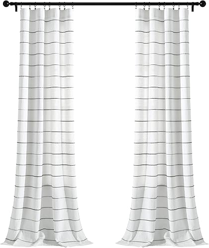 Miniatura 7 de Lush Decor Paneles de Cortinas de Ventana de Algodón Teñido con Hilo de Rayas Ombré, Par, 40" An x 108" L, Gris - Cortinas - Cortinas de Filtrado