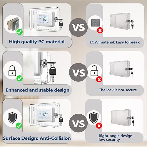 Miniatura 3 de Gedreew Cubierta grande para caja de termostato con llave, cubierta de termostato transparente con cerradura compatible con termostato Honeywell