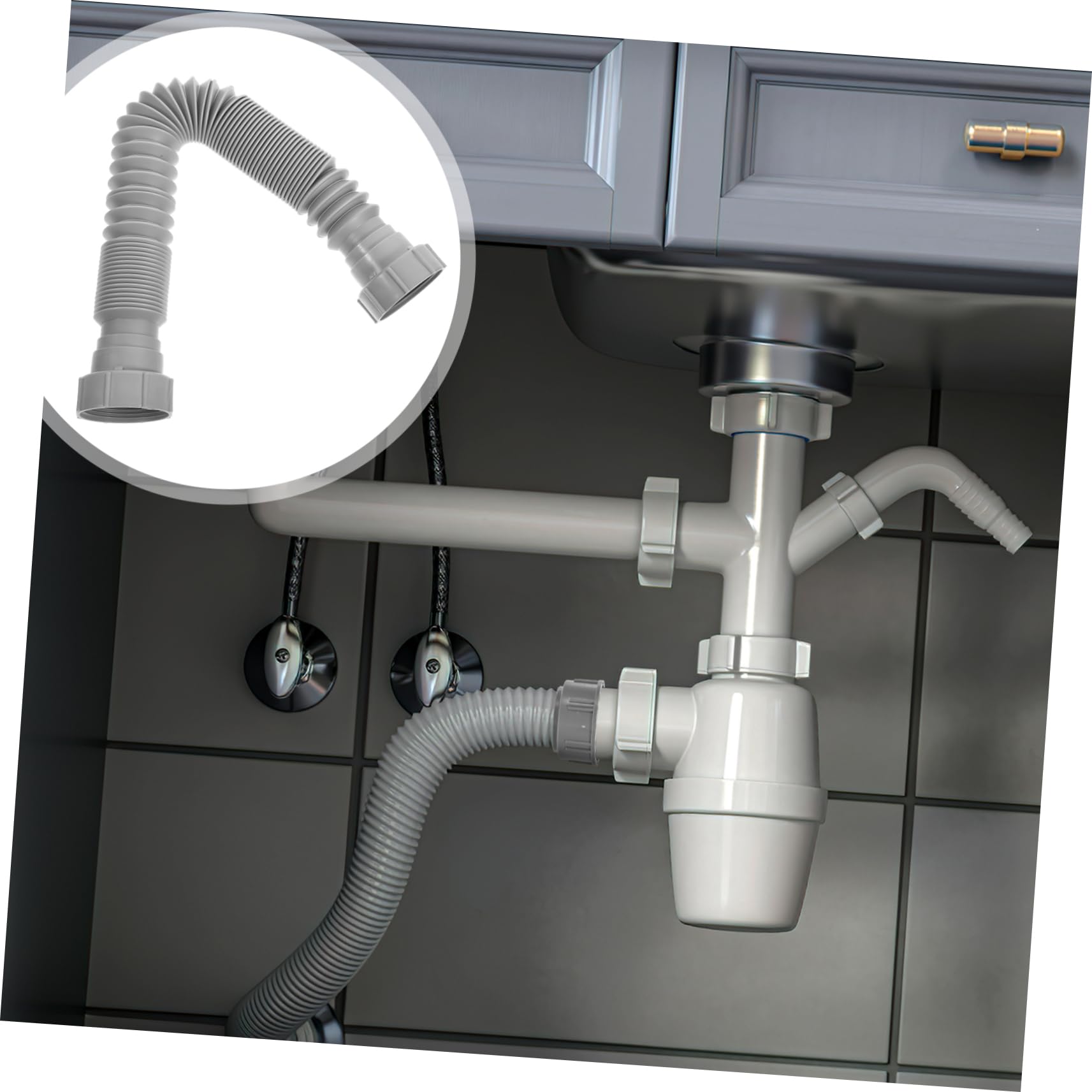 HOMSFOU 3 Set Scarico Del Lavandino Tubo Per La Pulizia Dello Scarico Scovolini Drenare Drenaggio Tappi Per Lavelli Svuotare Il Lavello Universale Tubo Kit Plastica Grey 2 Pezzi*3