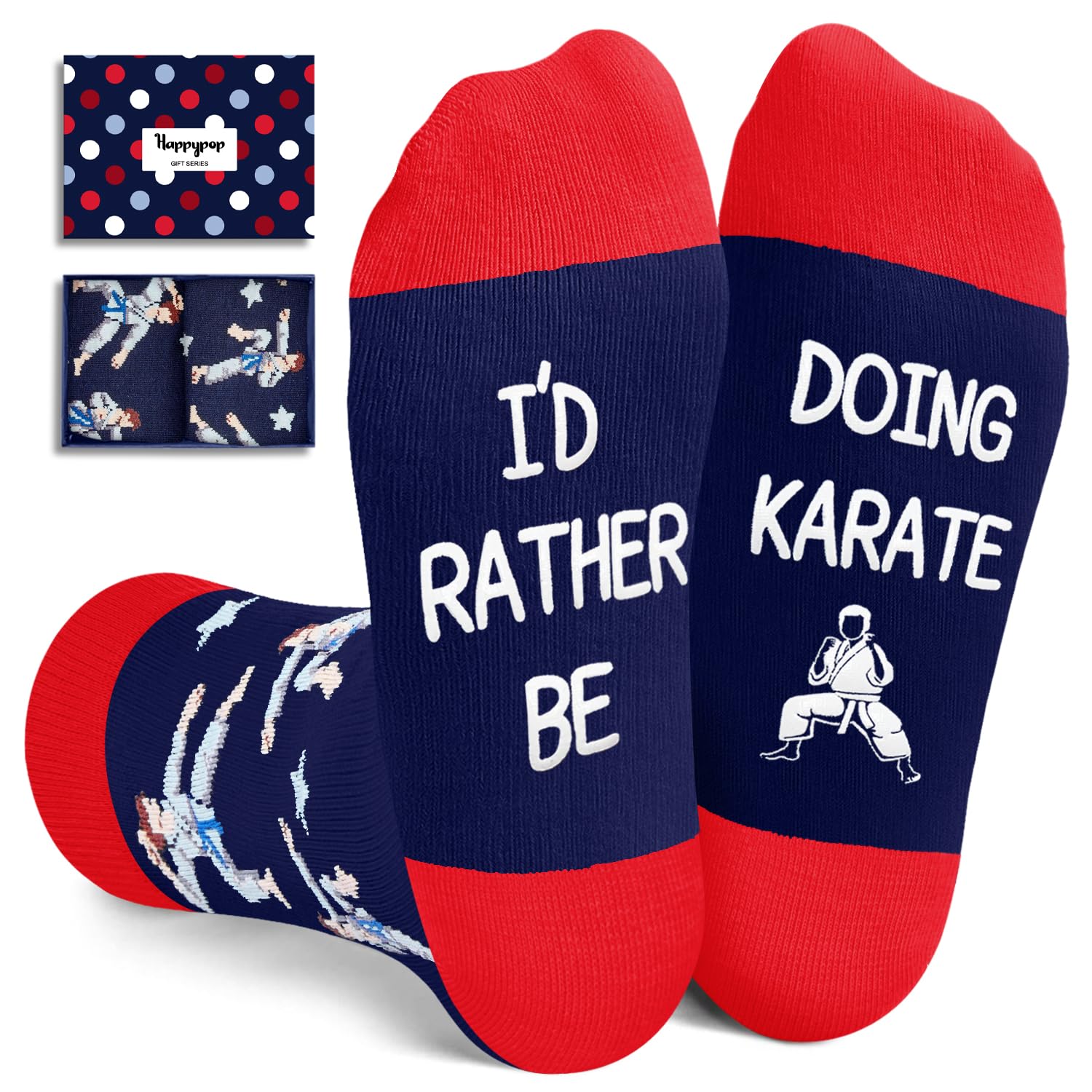 HAPPYPOP Karate Gifts for Boys Kids - Taekwondo Gifts for Kids, Funny Karate Socks 10-12 Year Olds