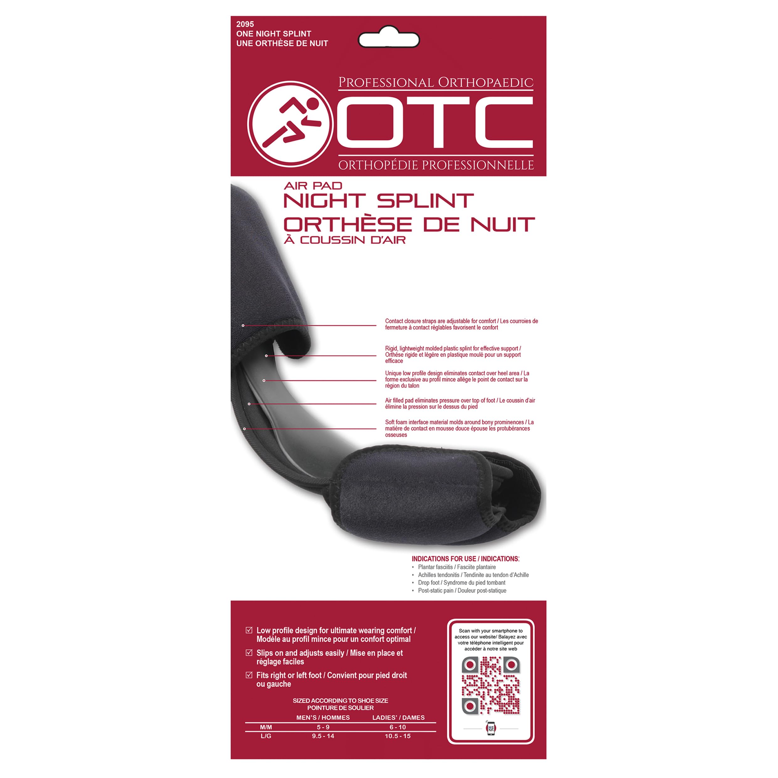 OTC Night Splint, Low-Profile, Airform Pads, Medium