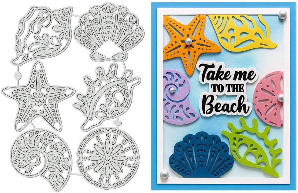UNICRAFTALE 5Pcs 7.6"x4.29" Surfboard Cutting Die, Summer Beach Embossing