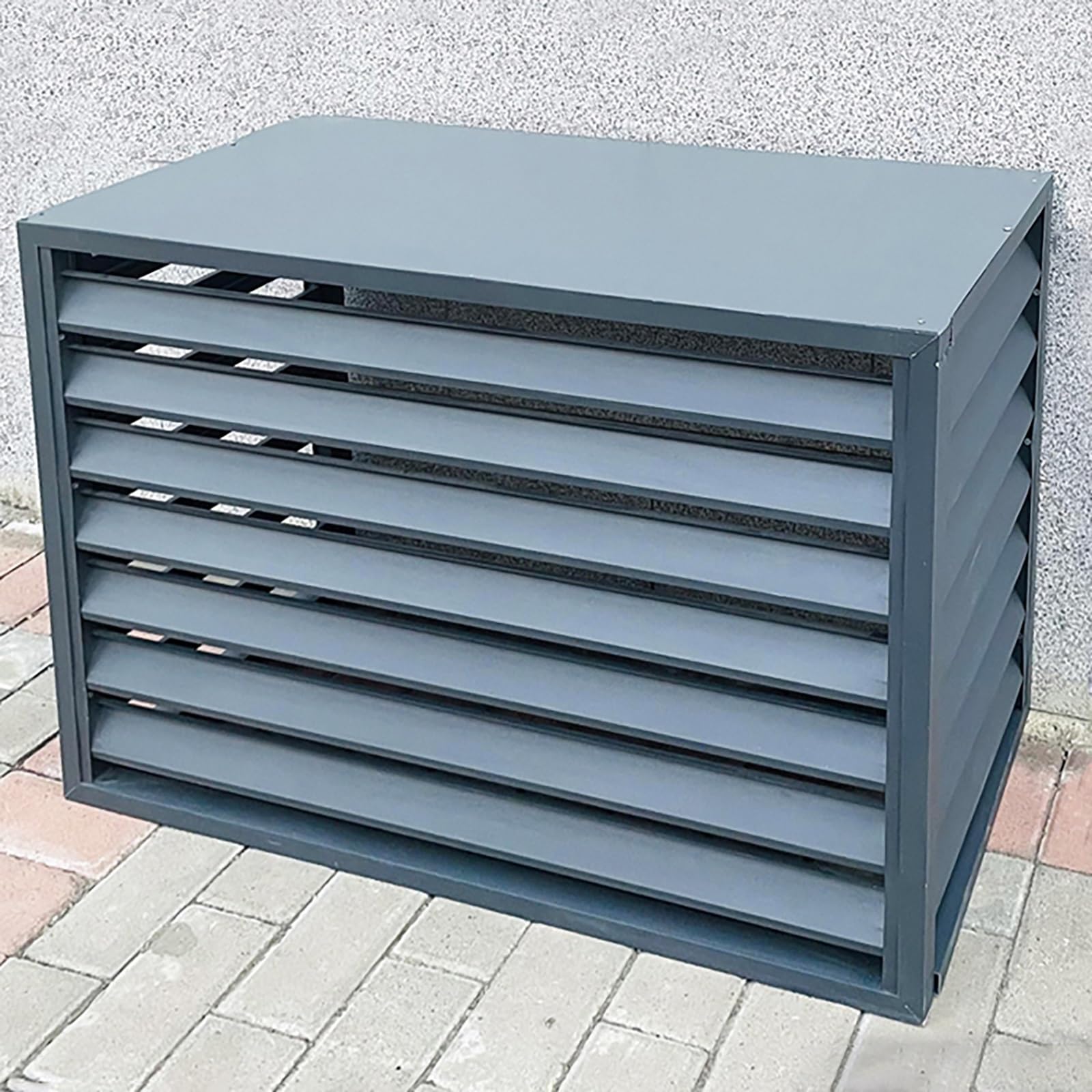 Aluminum Central Air Conditioner Protection Cover For Outside Units, Outdoor Freestanding Privacy Screen Fence Panels Trash Can Enclosure Flower Stand Decorative Outdoor AC Unit Cover ( Color : Grey ,