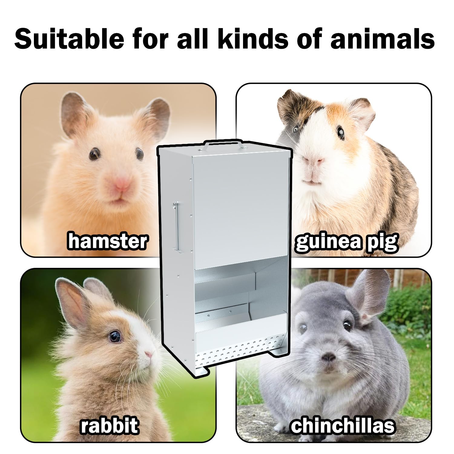 Metal Rabbit Feeder, 5-Pound Capacity Rabbit Feeder, Outdoor Small Animal Feeder for Rabbits, Chicks, Cats, Guinea Pigs, Free Large Capacity Small Animal Water Bottle - image 7