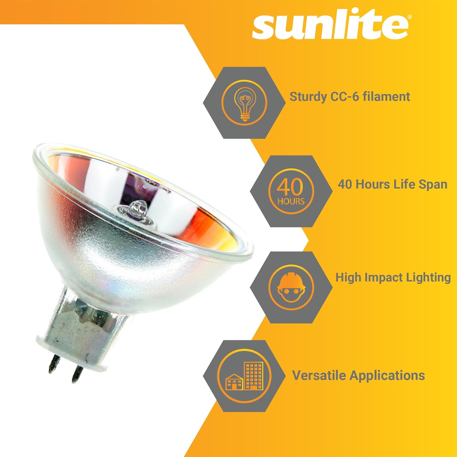Sunlite MR16 EJA Clear Reflector Light Bulb, 150 Watts, 21V, 2-Pin GX5.3 Base, 7.14A, 99 CRI, 3350K Warm White, Ideal for Home Improvement, Landscape Lighting, and Track Light Bulbs, 1 Pack