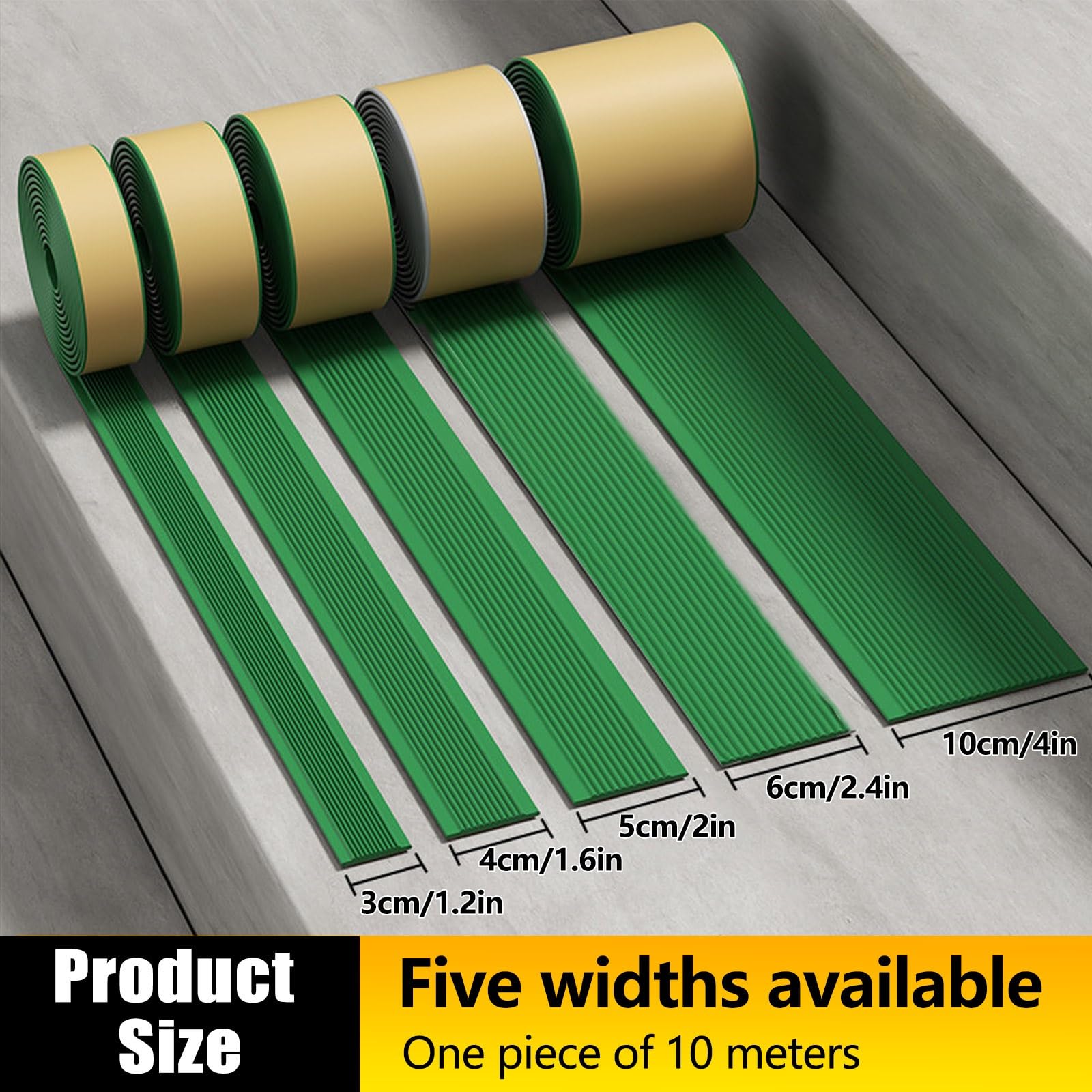 Borde De Escalera De Goma De PVC, Tira De Vinilo Autoadhesiva Antideslizante Para Escalera, Perfil De Borde De Escalera, Para Peldaños De Interior Y Exterior, Con Bandas Antideslizantes(Yellow,3cm/1.2