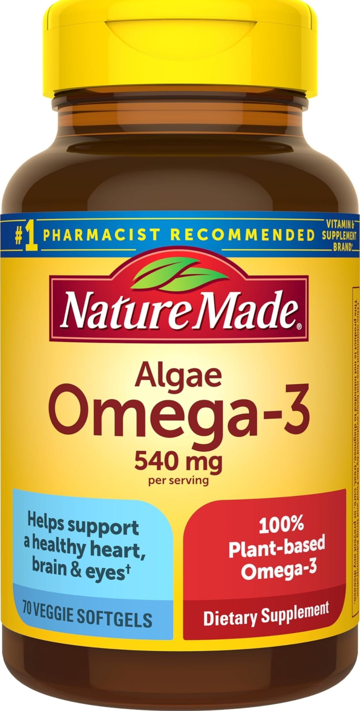 Nature Made Suplemento de Ômega-3 de Óleo de Algas 540 mg, 70 cápsulas gelatinosas vegetais